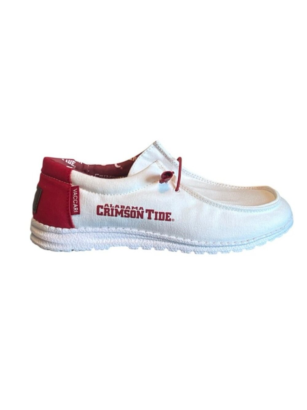 Vaccari Alabama Crimson Women's Canvas Slip On Loafers Shoes Red White Size 9